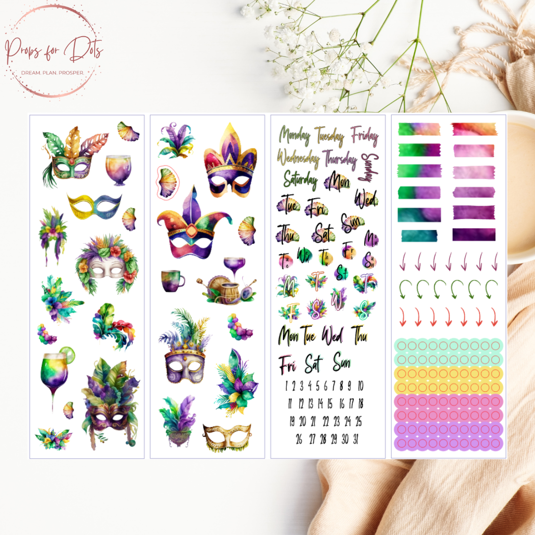 Monthly Sticker Kit: Mardi Gras