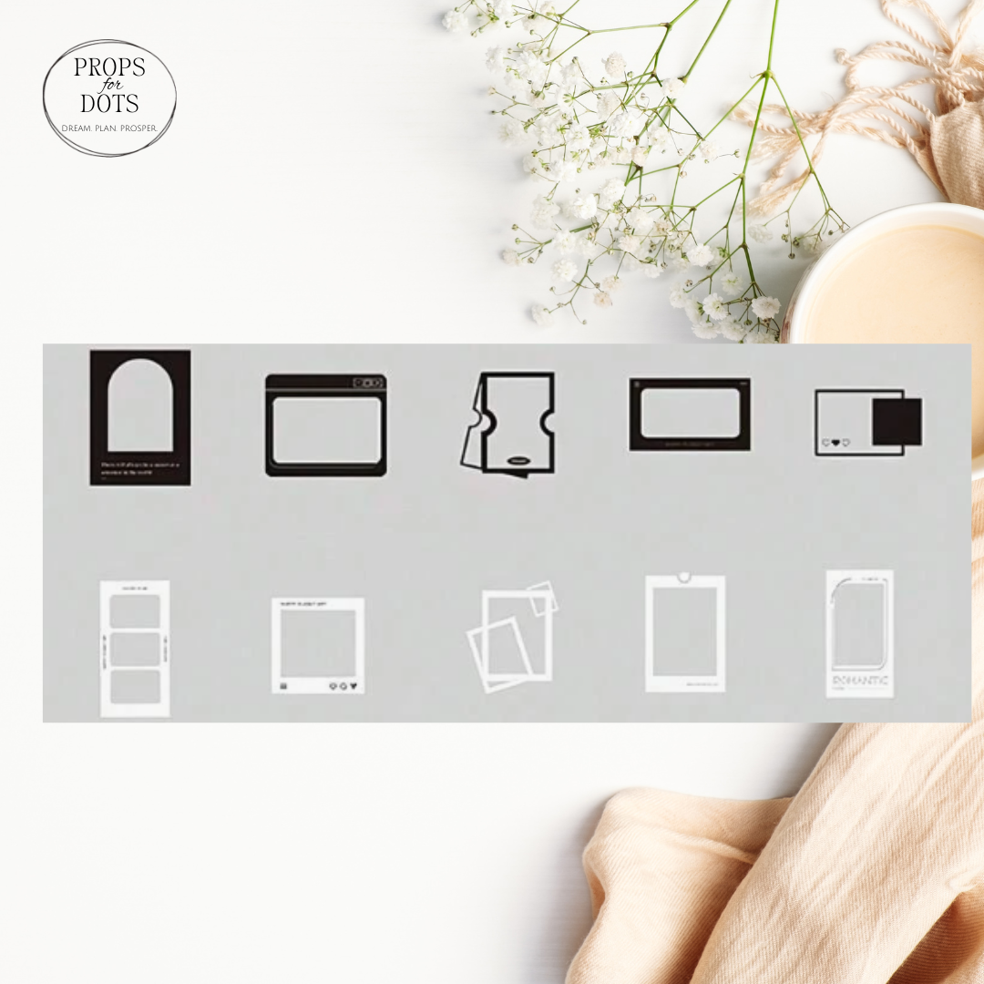Black & White Layering Frames PET Stickers