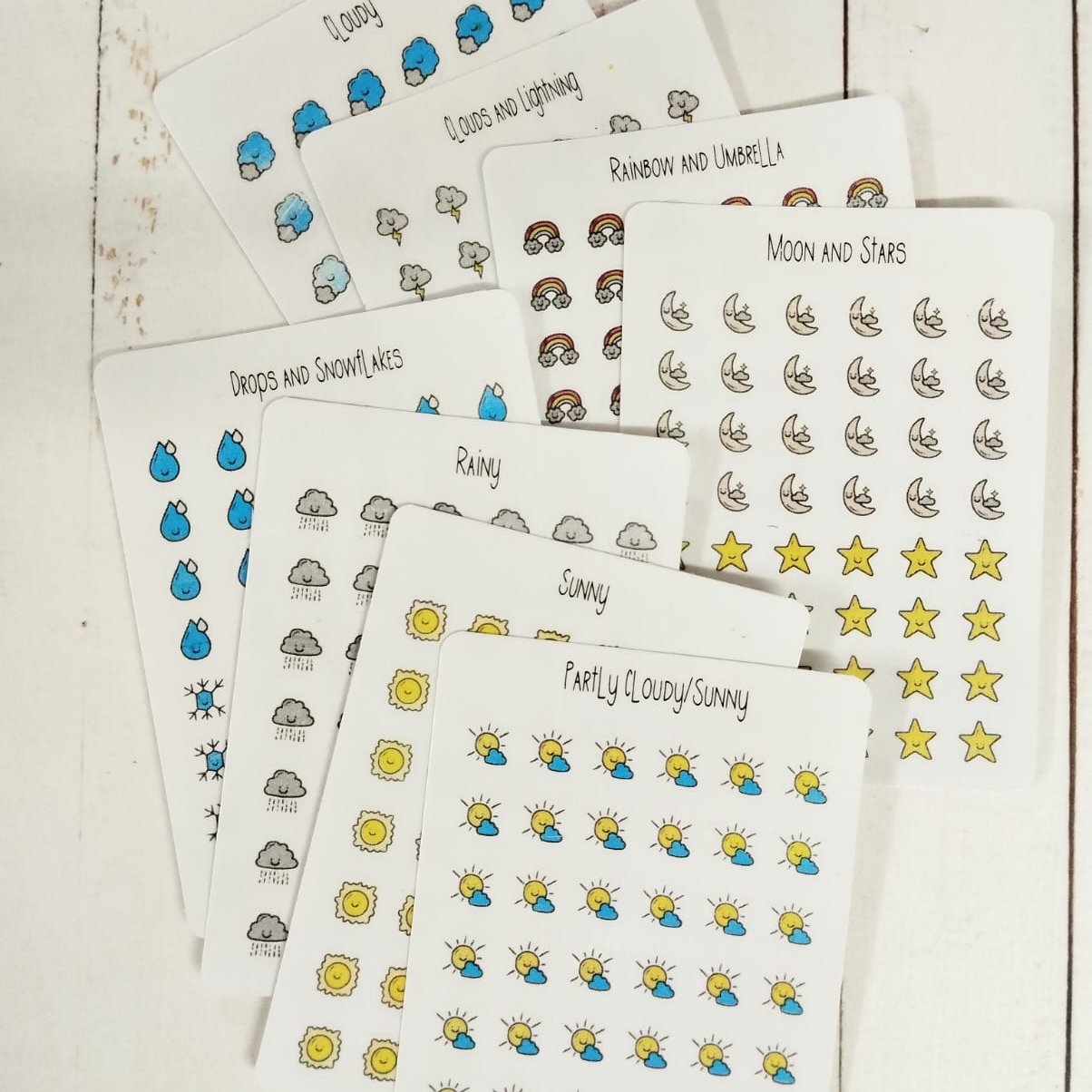 Weather Icon Stickers: 1cm