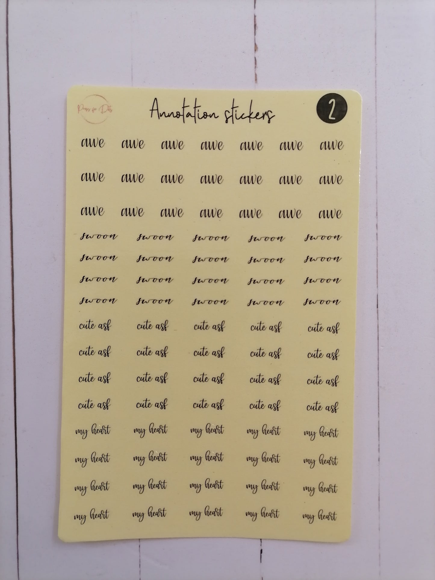 Annotation stickers: Words