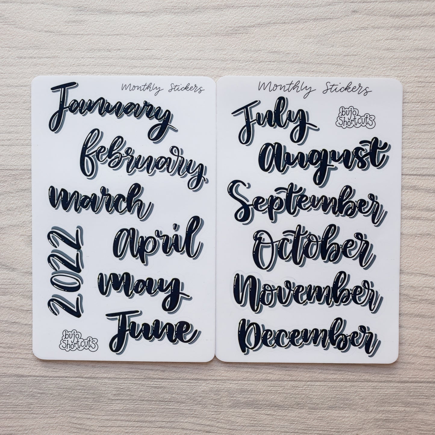 Bujo Shortcuts Month Script stickers
