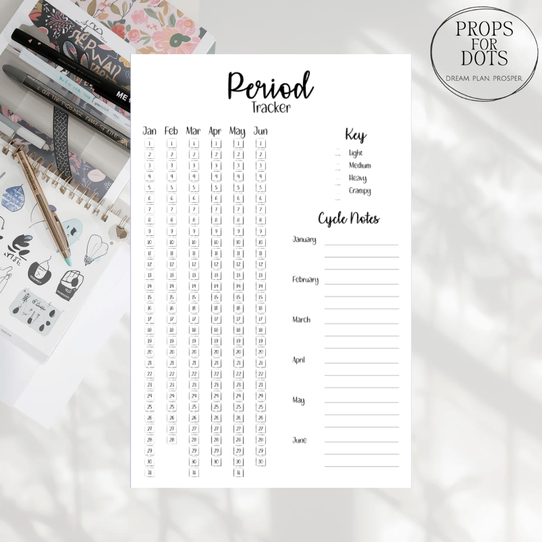 Period Tracker – 6 Month Planner Sticker
