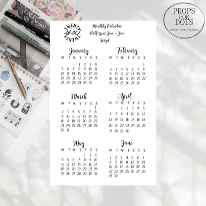 2026 Calendar stickers