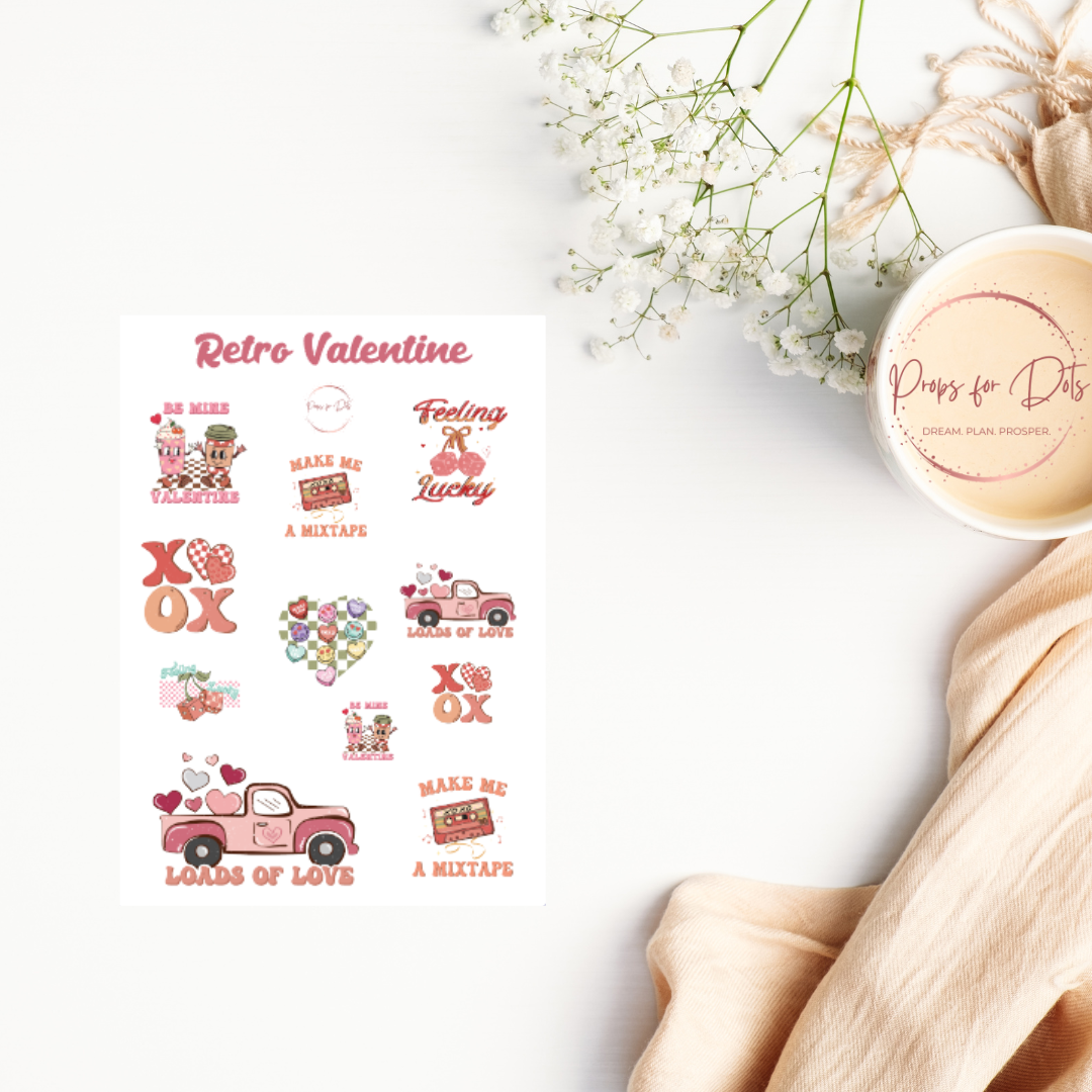 Retro Valentine stickers