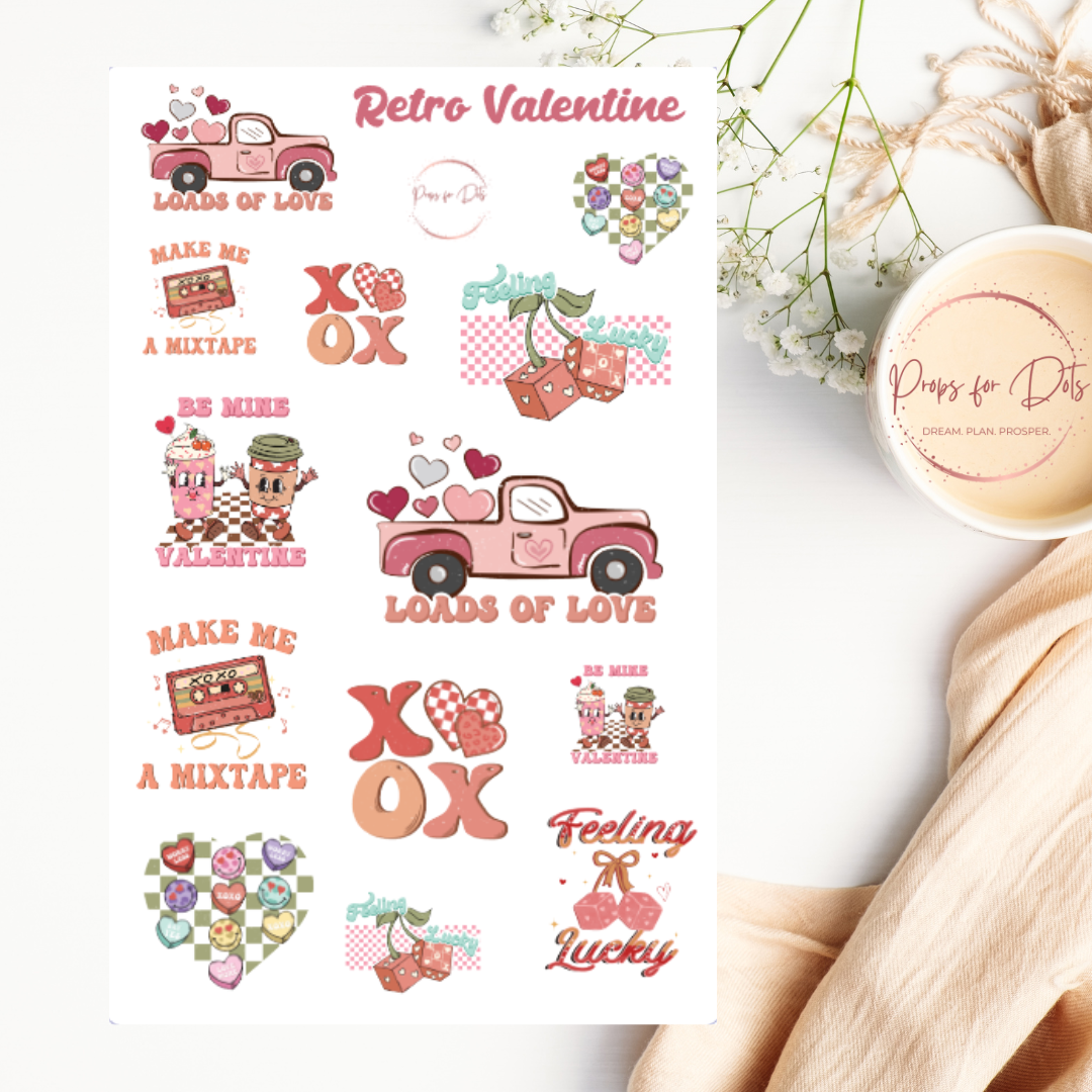 Retro Valentine stickers