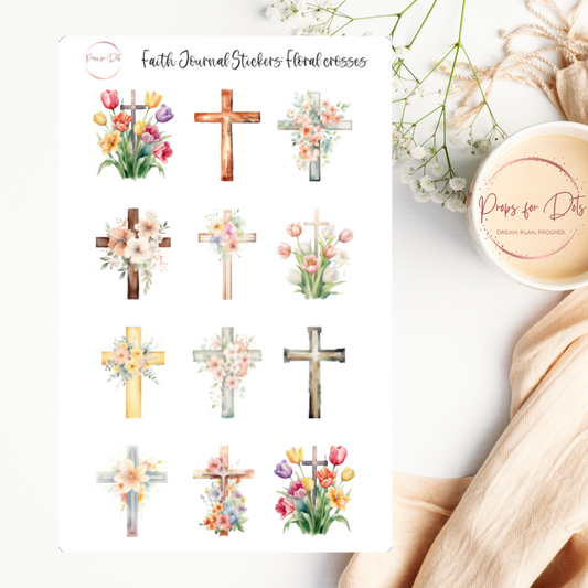 Floral Crosses Faith Stickers