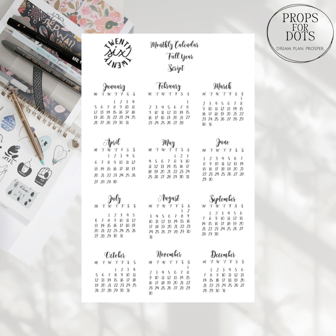 2026 Calendar stickers