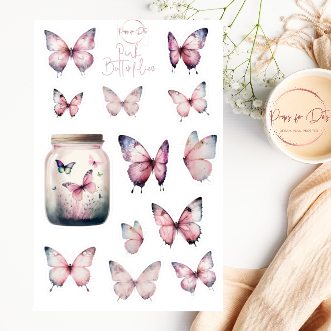 Pink Butterfly Stickers