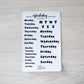 Bujo Shortcuts Weekly Script stickers