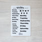 Bujo Shortcuts Weekly Script stickers
