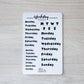 Bujo Shortcuts Weekly Script stickers