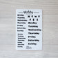 Bujo Shortcuts Weekly Script stickers