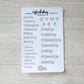 Bujo Shortcuts Weekly Script stickers