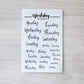 Bujo Shortcuts Weekly Script stickers