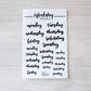 Bujo Shortcuts Weekly Script stickers