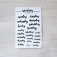 Bujo Shortcuts Weekly Script stickers