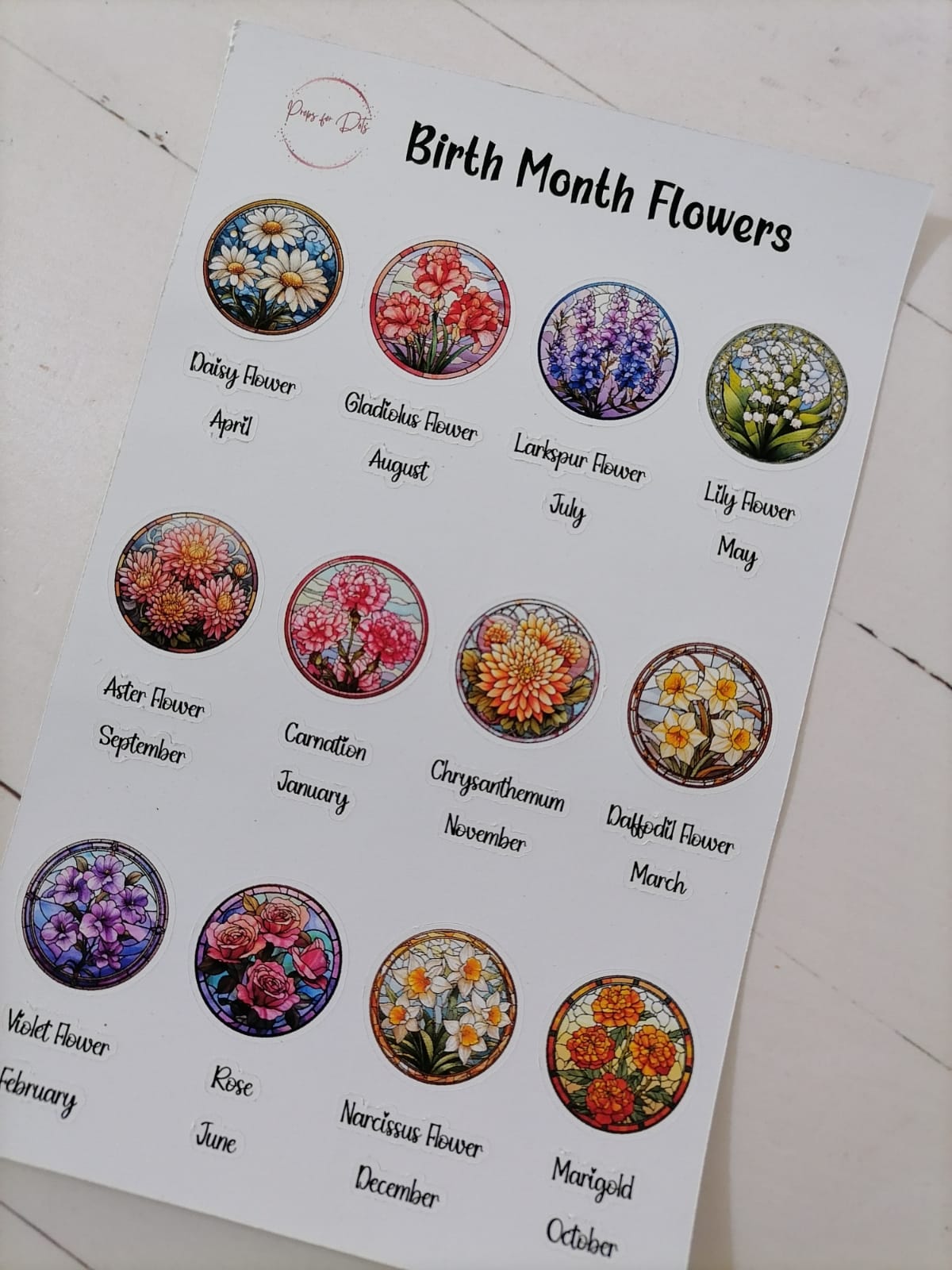 Birth Month Flowers and stones