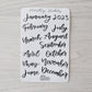 Bujo Shortcuts Month Script stickers