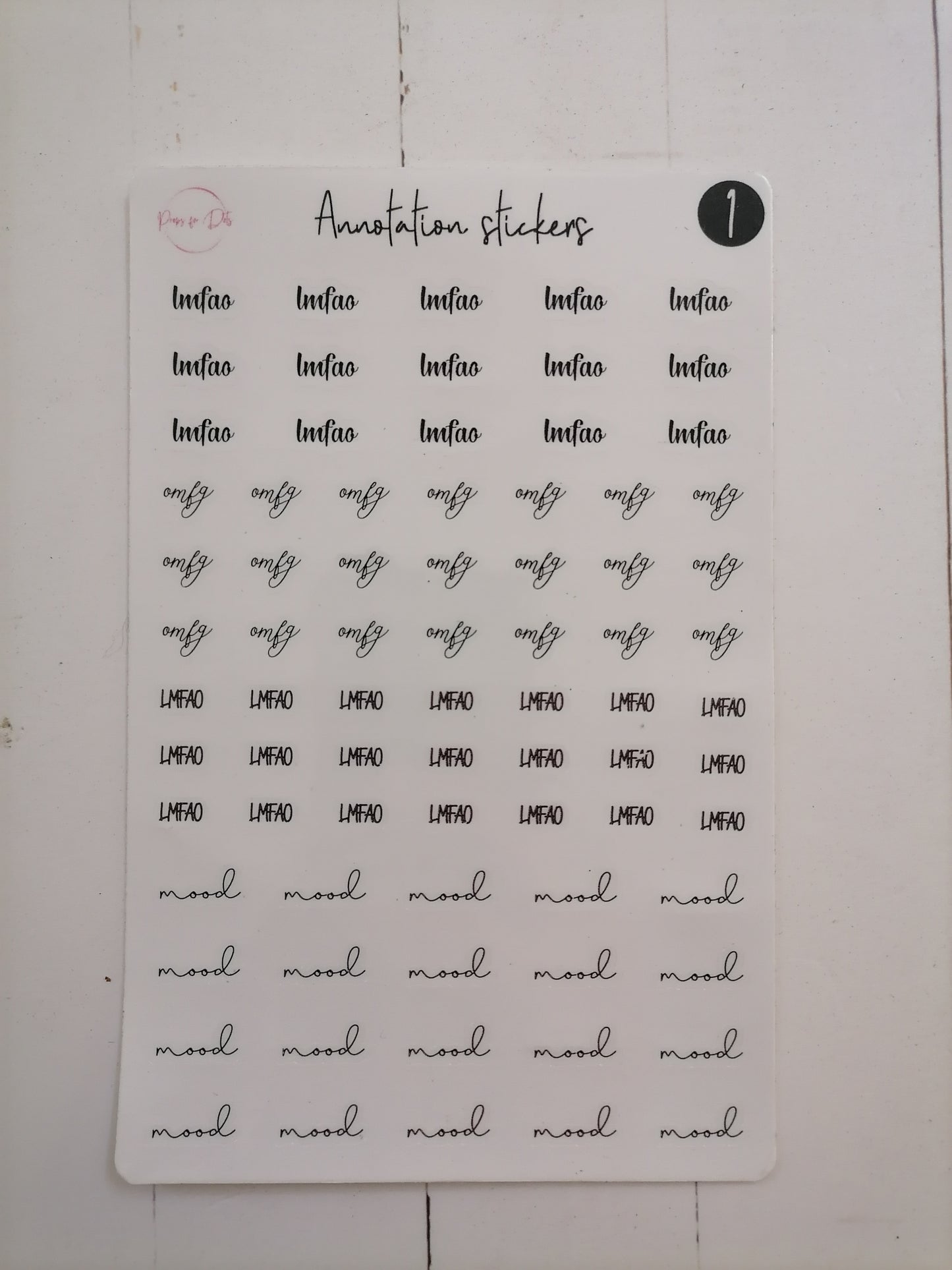 Annotation stickers: Words