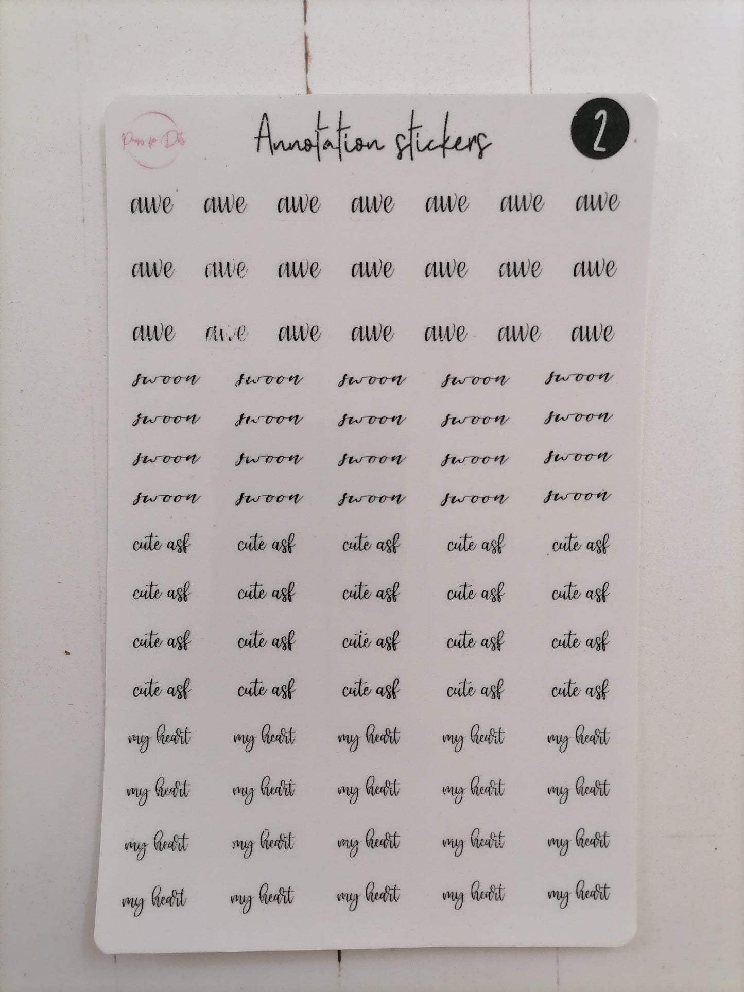 Annotation stickers: Words