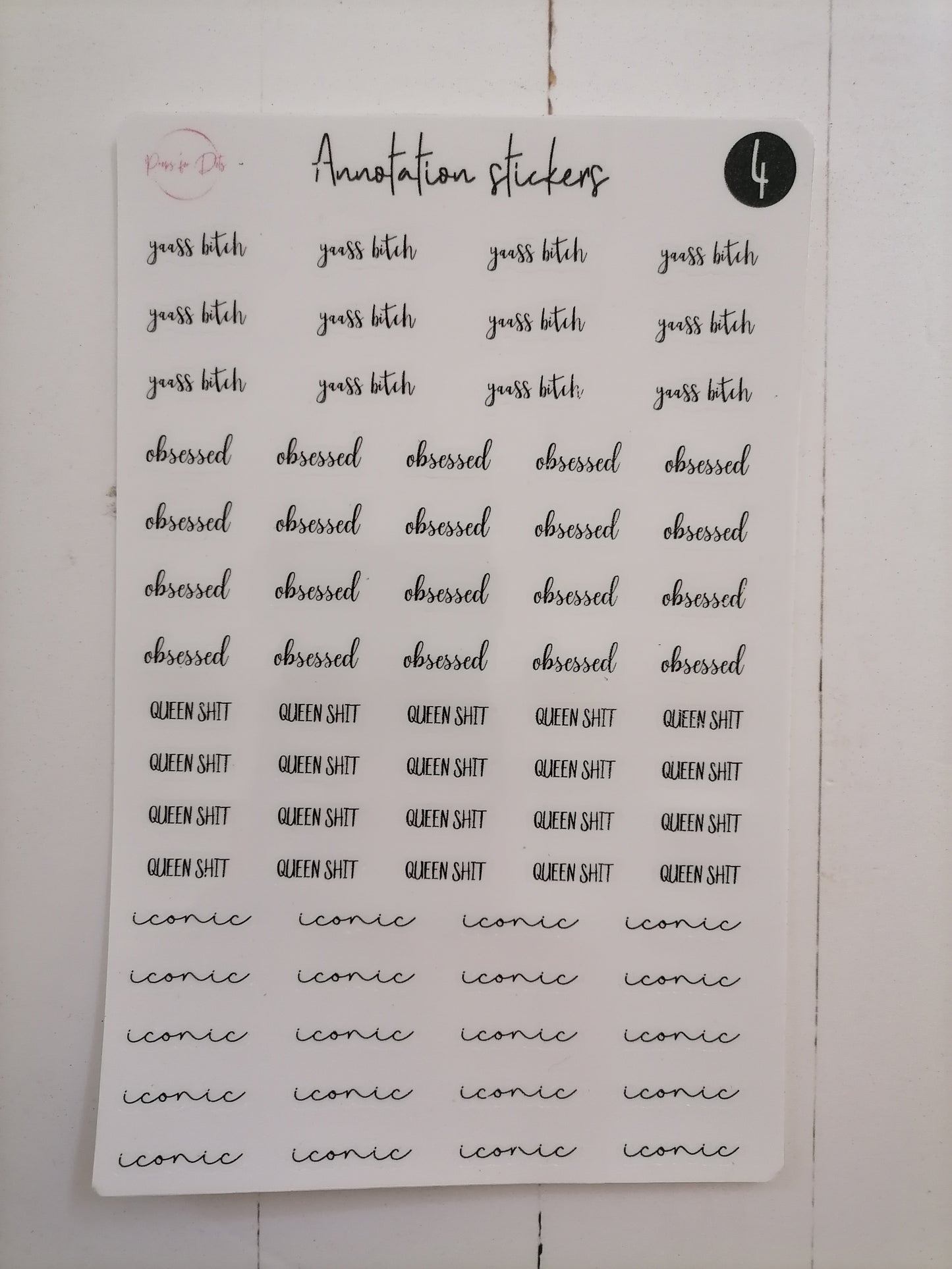 Annotation stickers: Words