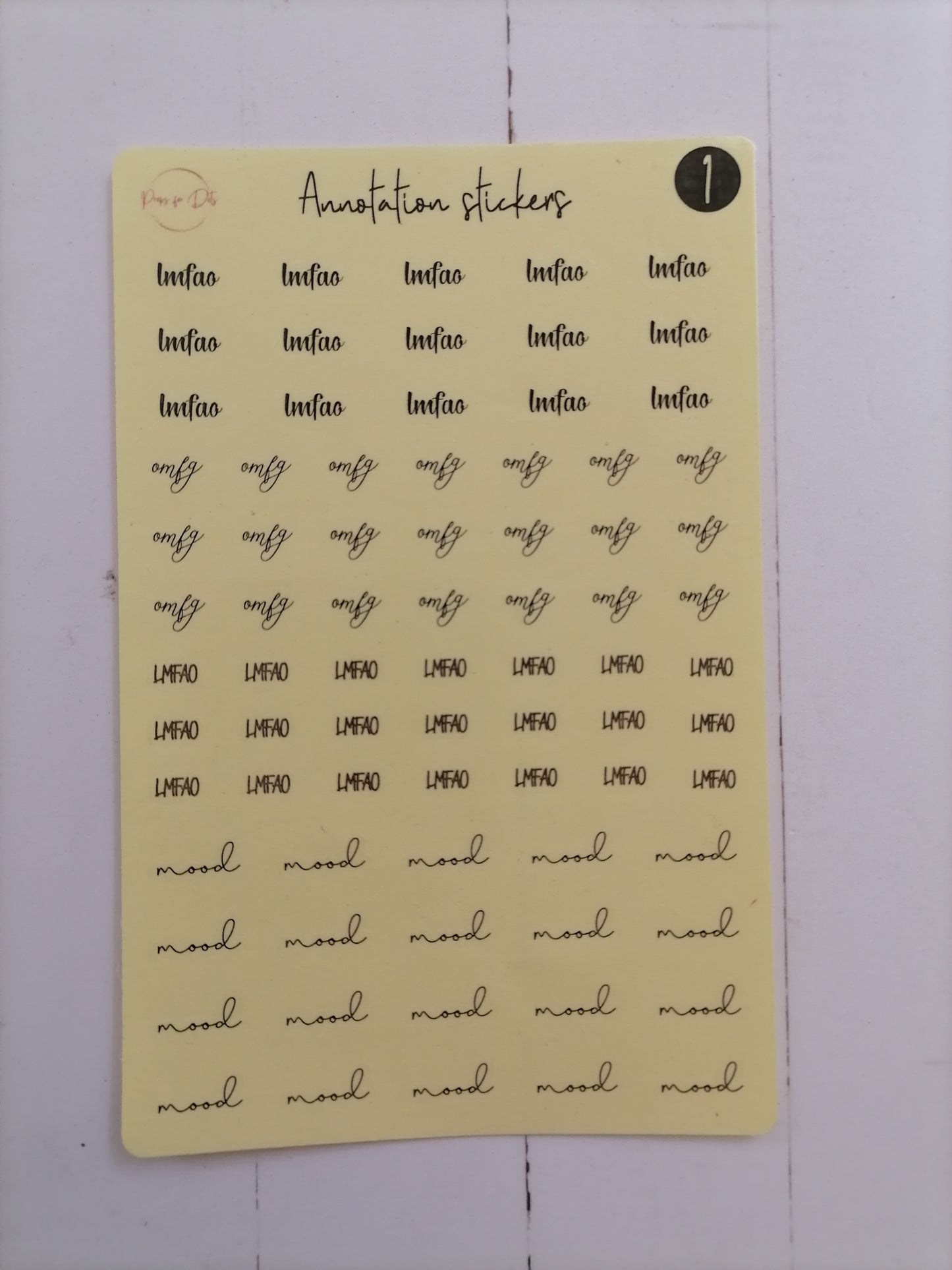 Annotation stickers: Words