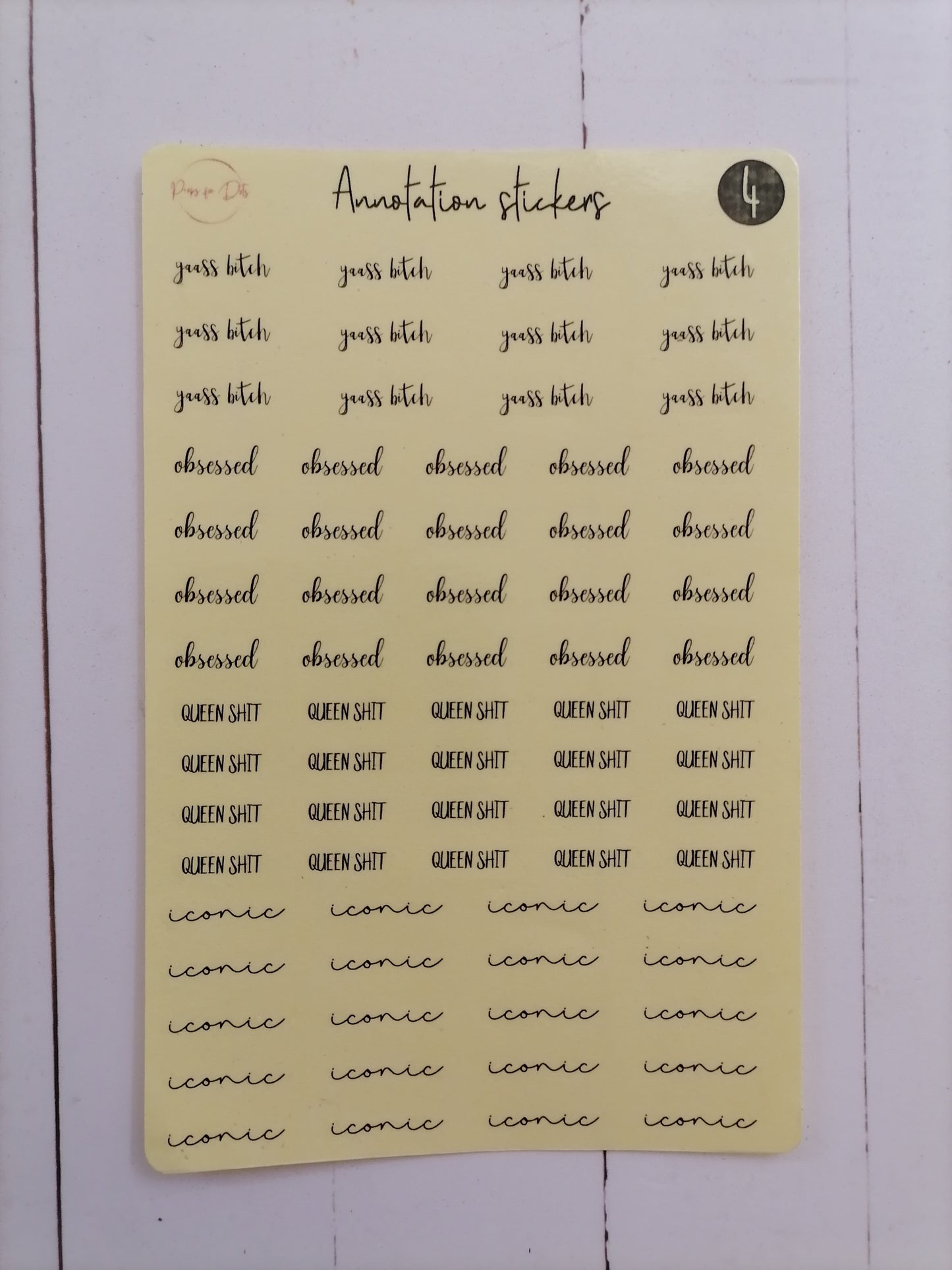 Annotation stickers: Words