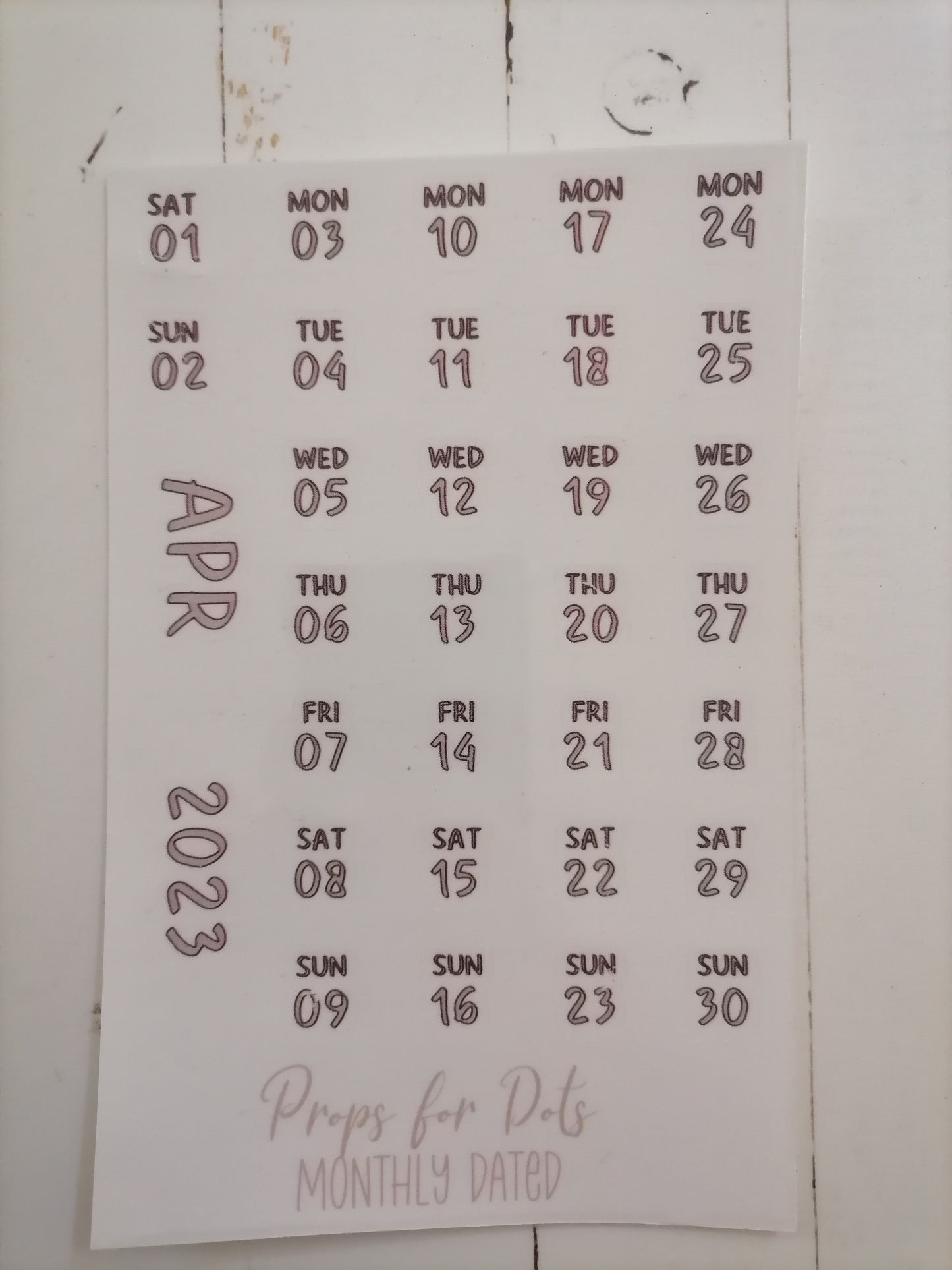 Monthly dated stickers: Abbreviated